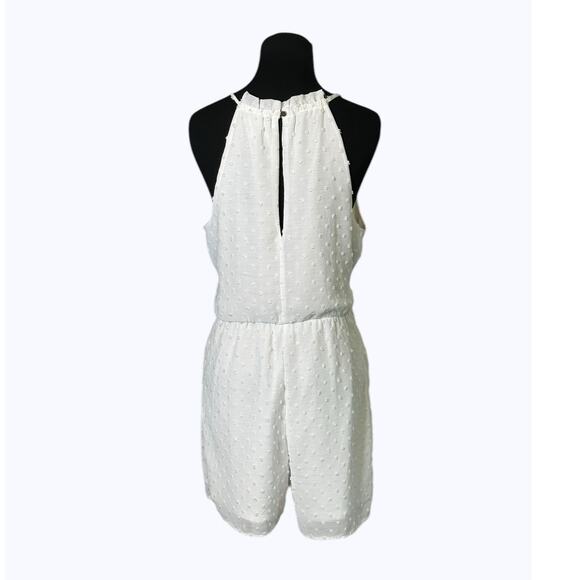 BAR III white swiss dot texture halter romper size Medium - Picture 2 of 16